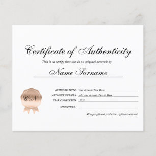Papier Certificat d'authenticité