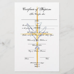 Papier Certificat de baptême-adulte
