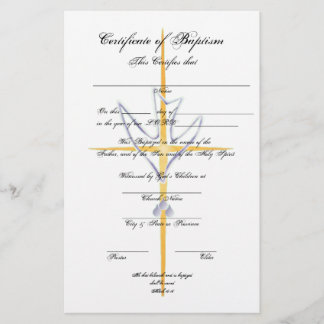 Papier Certificat de baptême-adulte
