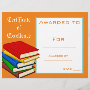 Papier Certificat de bourse de lecture Fournitures d'ense