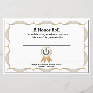 Papier Certificat de bourse scolaire décorative