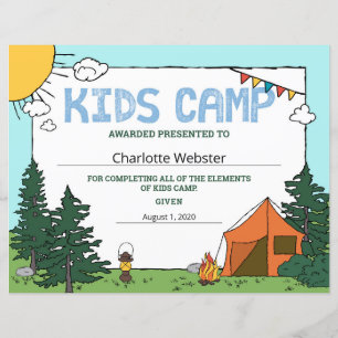 Papier Certificat de camp d'été pour enfants Certificat d