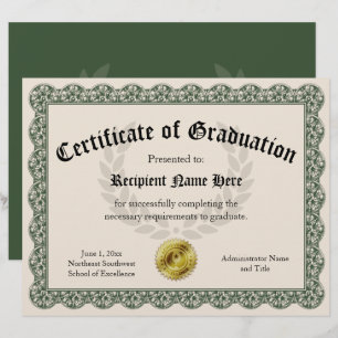 Papier Certificat de certification Green Custom 8,5x11