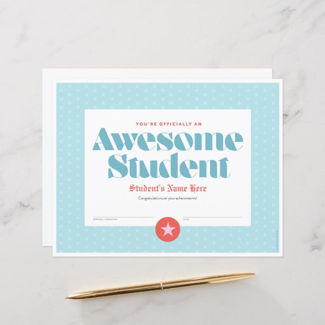 Papier Certificat de conscience (Devant/Arrière en situation)