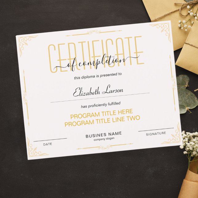 Papier Certificat de cours sur l'excellence de l'achèveme (Créateur téléchargé)