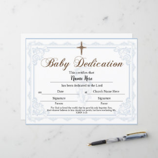 Papier Certificat de dédicace pour bébé Blue Boy