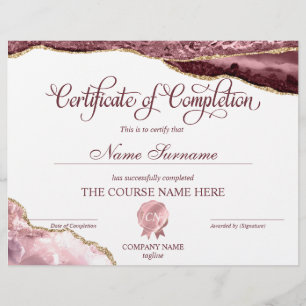 Papier Certificat de fin de cours