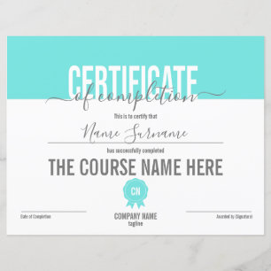 Papier Certificat de fin de cours