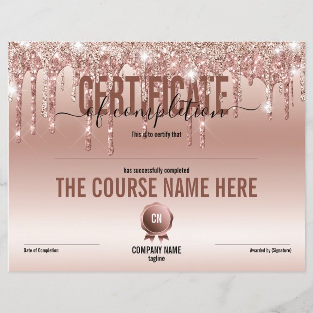 Papier Certificat de fin de cours (Devant)