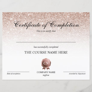 Papier Certificat de fin de cours
