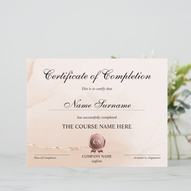 Papier Certificat de fin de cours (Debout devant)