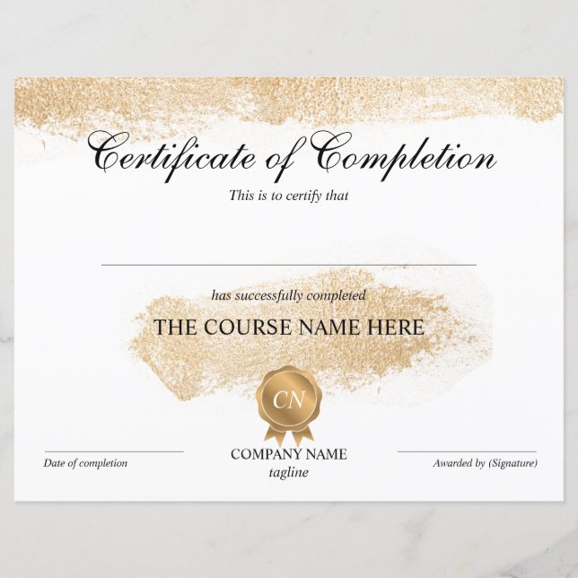 Papier Certificat de fin de cours (Devant)