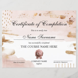 Papier Certificat de fin de cours