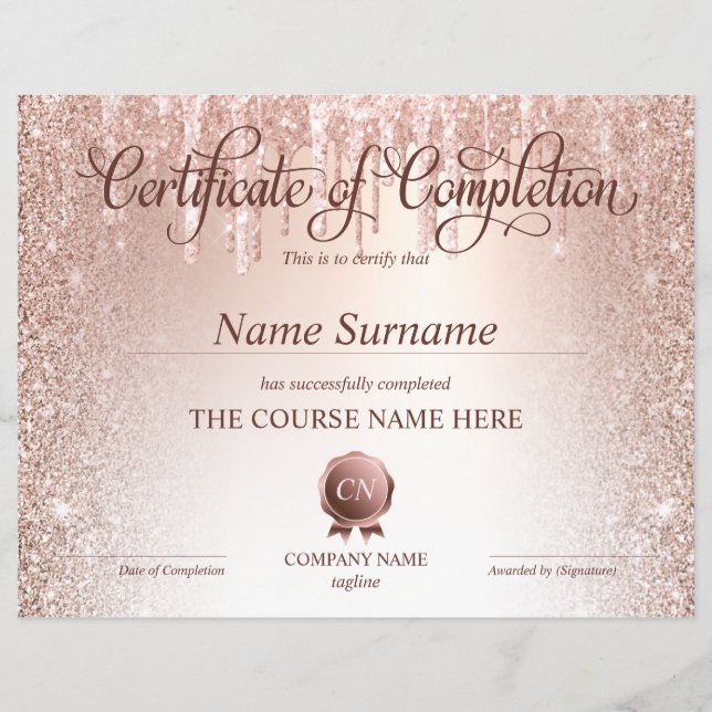 Papier Certificat de fin de cours (Devant)