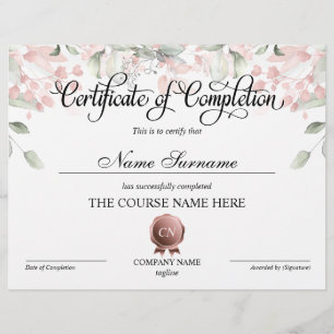 Papier Certificat de fin de cours