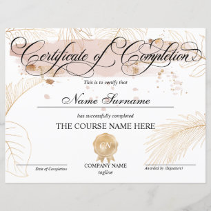 Papier Certificat de fin de cours