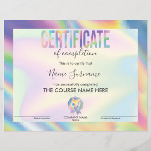 Papier Certificat de fin de cours