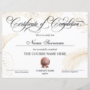Papier Certificat de fin de cours