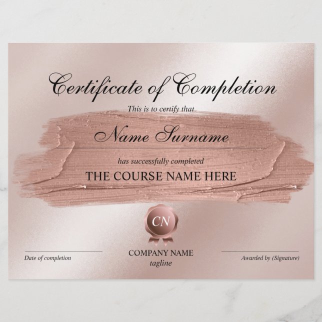 Papier Certificat de fin de cours (Devant)