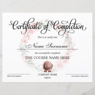 Papier Certificat de fin de cours