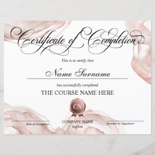 Papier Certificat de fin de cours