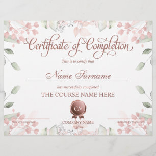 Papier Certificat de fin de cours