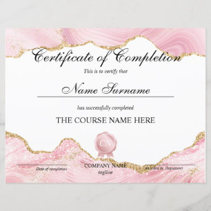 Papier Certificat de fin de cours
