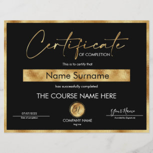 Papier Certificat de fin de cours