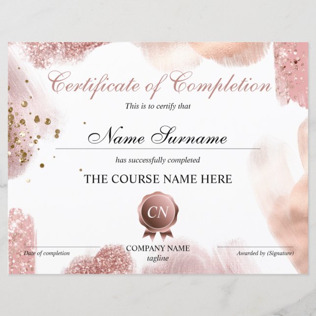 Papier Certificat de fin de cours (Devant)