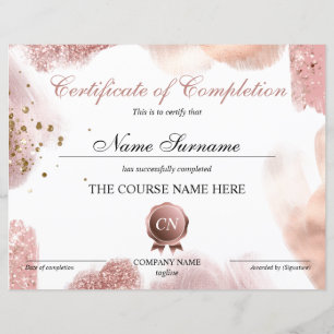 Papier Certificat de fin de cours