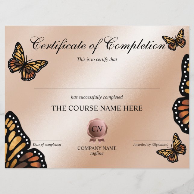 Papier Certificat de fin de cours (Devant)