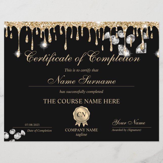 Papier Certificat de fin de cours (Devant)