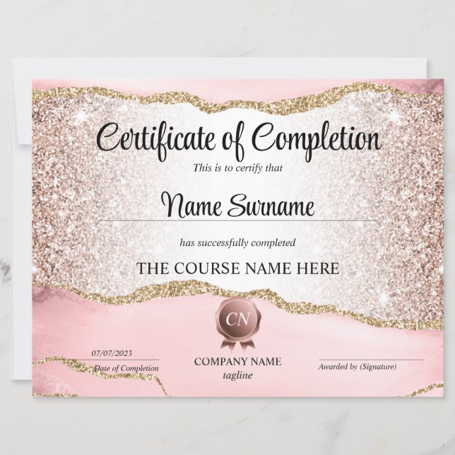 Papier Certificat de fin de cours (Devant)