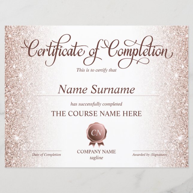 Papier Certificat de fin de cours (Devant)