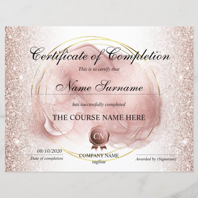 Papier Certificat de fin de cours (Devant)