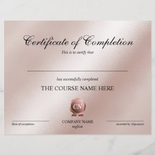 Papier Certificat de fin de cours