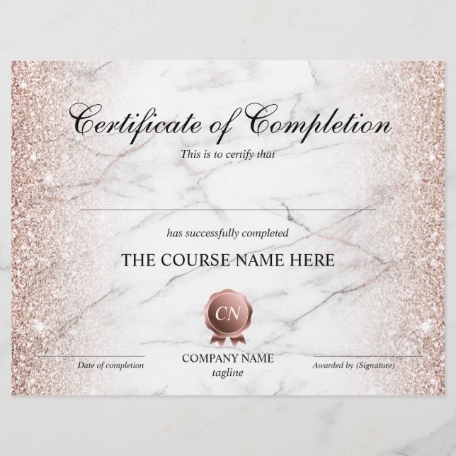 Papier Certificat de fin de cours (Devant)