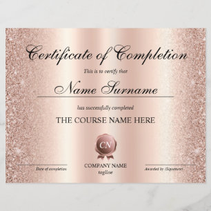 Papier Certificat de fin de cours