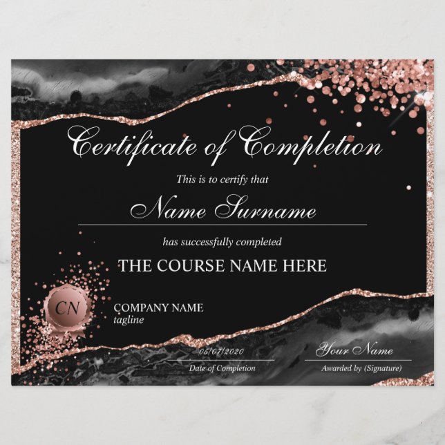 Papier Certificat de fin de cours (Devant)