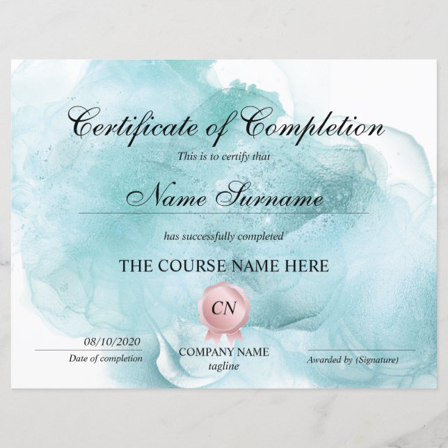 Papier Certificat de fin de cours (Devant)