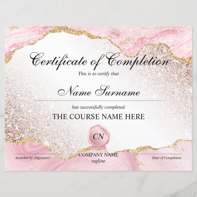 Papier Certificat de fin de cours (Devant)