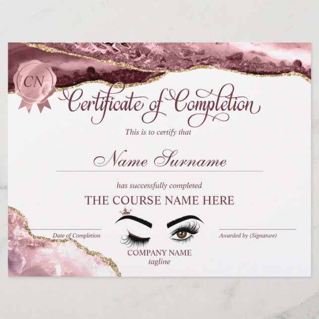 Papier Certificat de fin de cours (Devant)