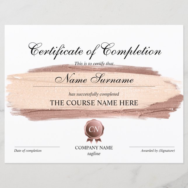Papier Certificat de fin de cours (Devant)