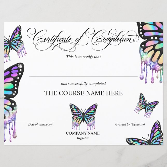 Papier Certificat de fin de cours (Devant)