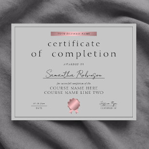 Papier Certificat de fin d'études de la Rose grise dorée