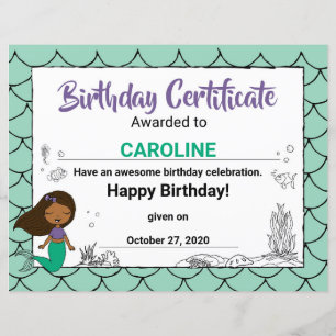 Papier Certificat de jour B de la Sirène noire de la Part