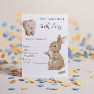 Papier Certificat de la fée de la première dent de lapin