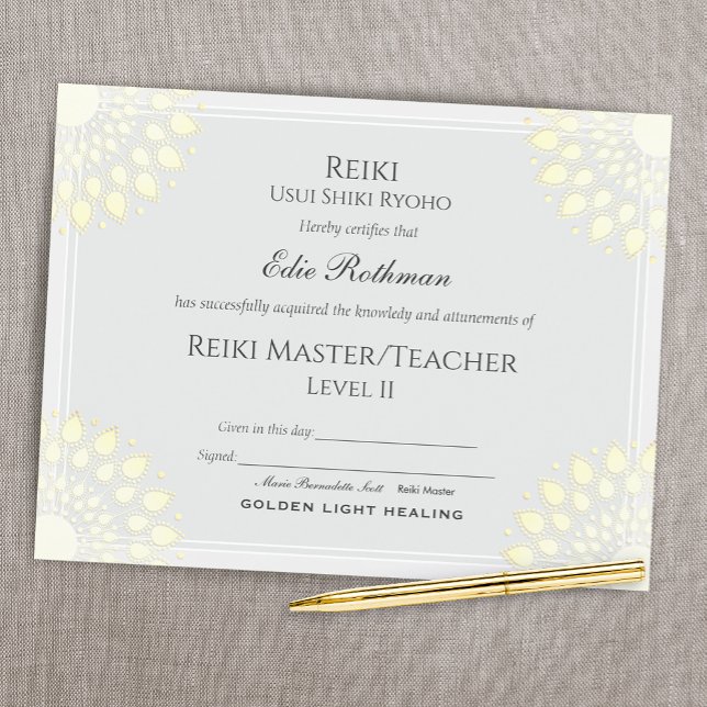 Papier Certificat de praticien de Reiki de niveau 2 (Créateur téléchargé)