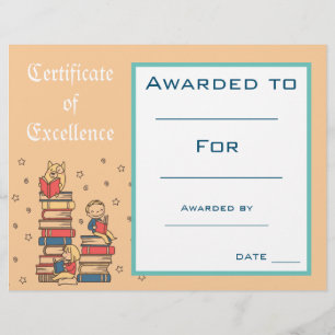 Papier Certificat de Prix de lecture Cute Fournitures de