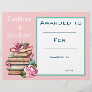 Papier Certificat de Prix de lecture Cute Fournitures de